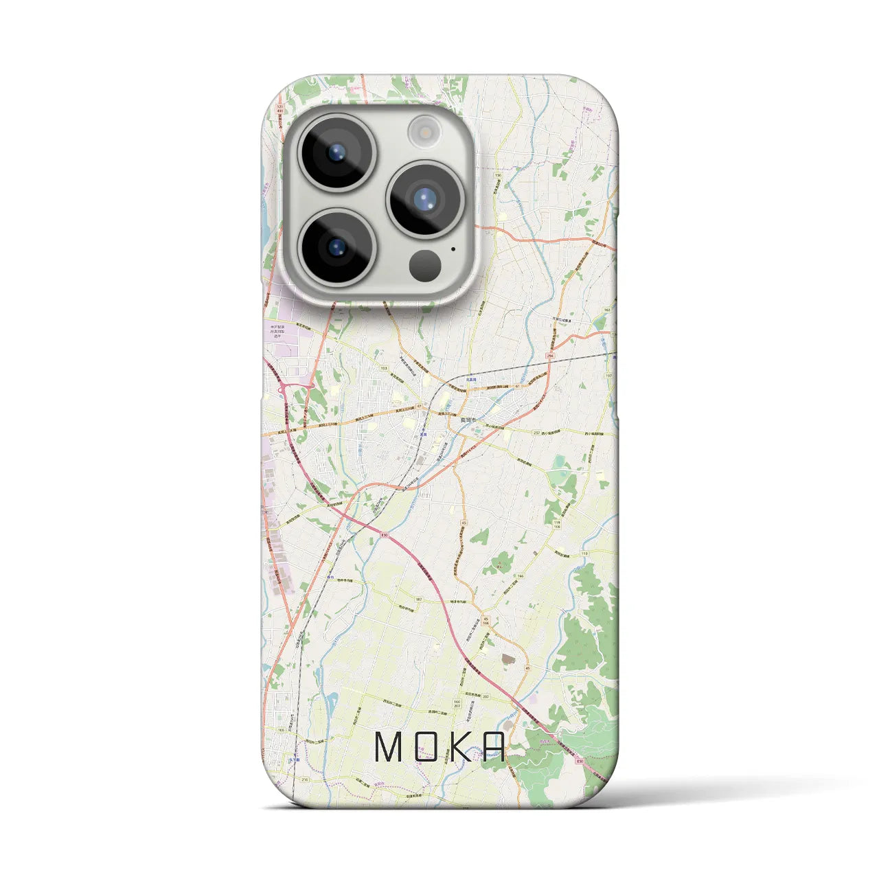 【真岡】地図柄iPhoneケース（バックカバータイプ・ナチュラル）iPhone 15 Pro 用