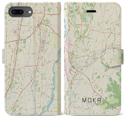 【真岡（栃木県）】地図柄iPhoneケース（手帳タイプ）ナチュラル・iPhone 8Plus /7Plus / 6sPlus / 6Plus 用