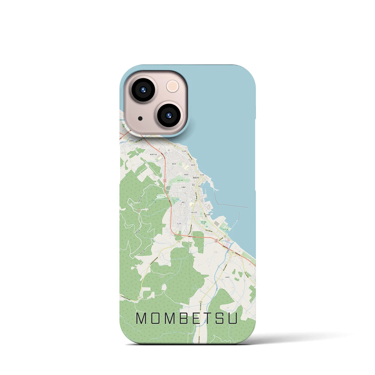 【紋別】地図柄iPhoneケース（バックカバータイプ・ナチュラル）iPhone 13 mini 用