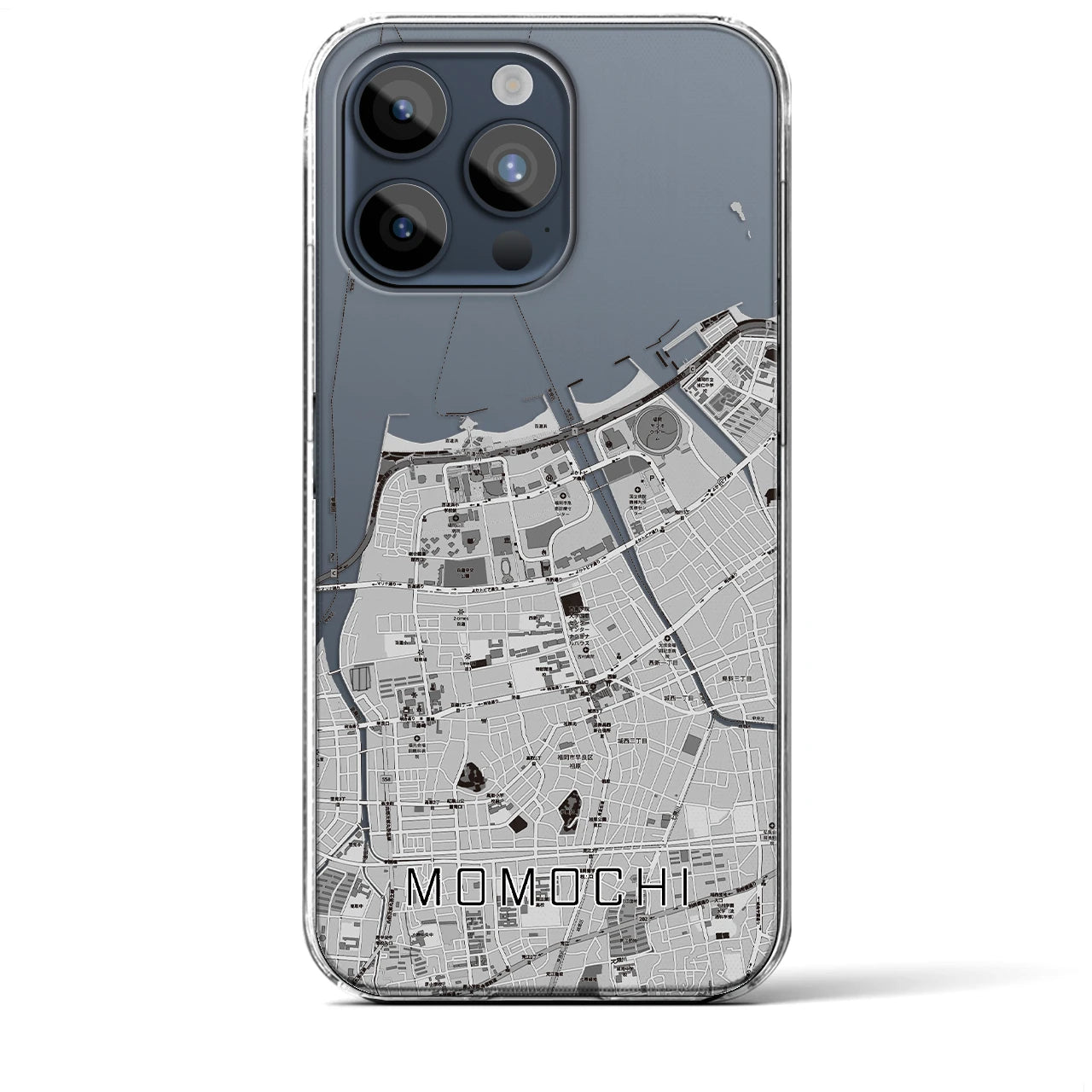 【百道】地図柄iPhoneケース（クリアタイプ・モノトーン）iPhone 15 Pro Max 用
