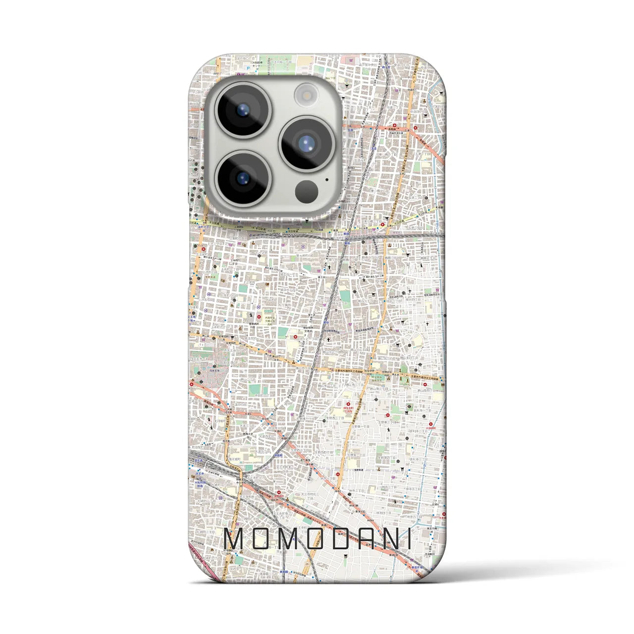 【桃谷】地図柄iPhoneケース（バックカバータイプ・ナチュラル）iPhone 15 Pro 用
