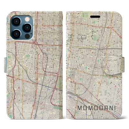 【桃谷（大阪府）】地図柄iPhoneケース（手帳タイプ）ナチュラル・iPhone 12 / 12 Pro 用