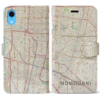 【桃谷（大阪府）】地図柄iPhoneケース（手帳タイプ）ナチュラル・iPhone XR 用