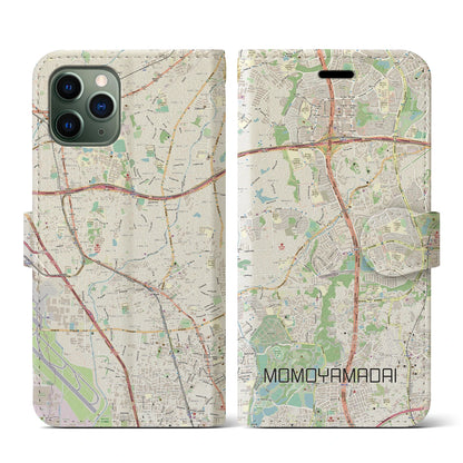 【桃山台（大阪府）】地図柄iPhoneケース（手帳タイプ）ナチュラル・iPhone 11 Pro 用