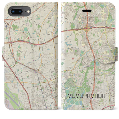 【桃山台（大阪府）】地図柄iPhoneケース（手帳タイプ）ナチュラル・iPhone 8Plus /7Plus / 6sPlus / 6Plus 用