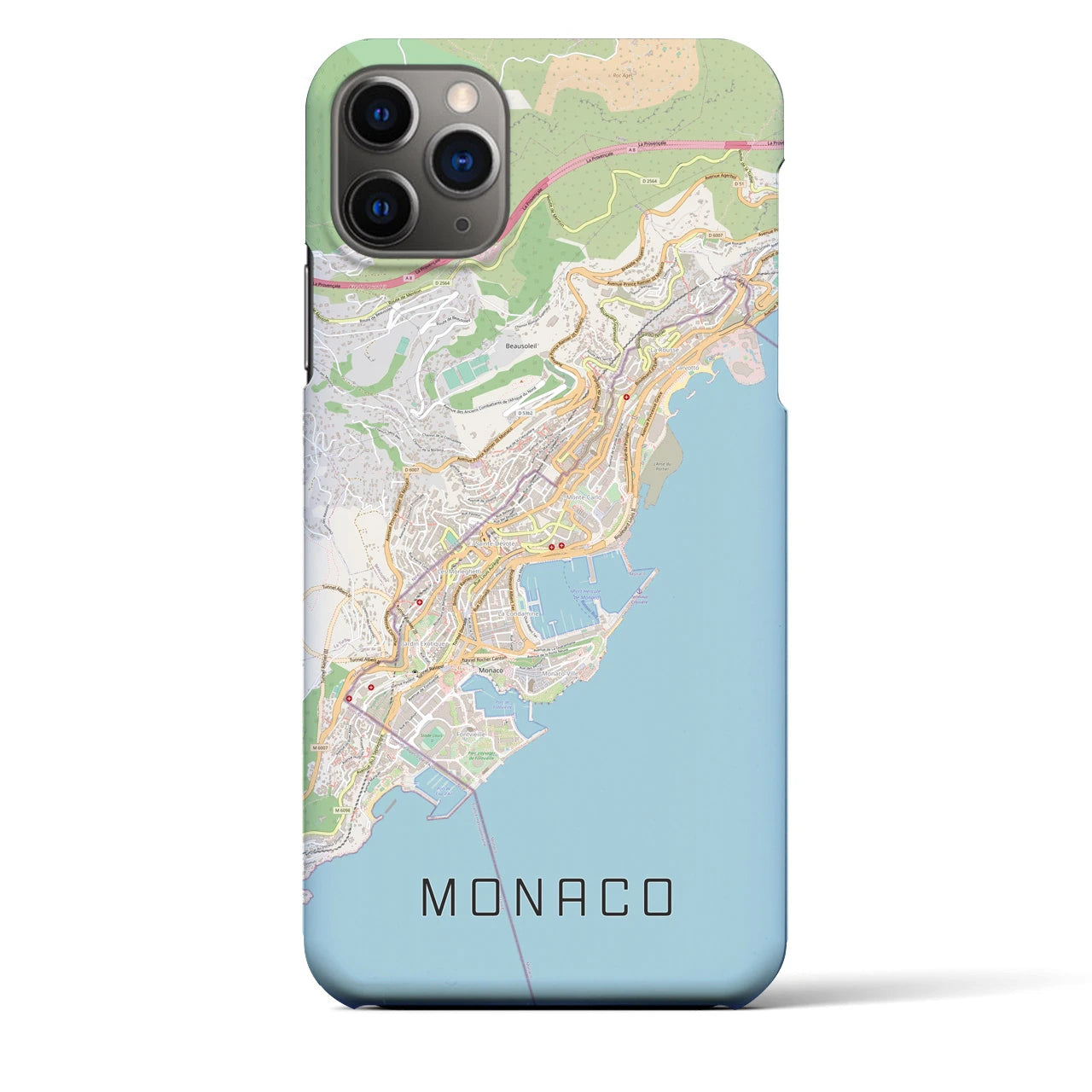 【モナコ】地図柄iPhoneケース（バックカバータイプ・ナチュラル）iPhone 11 Pro Max 用