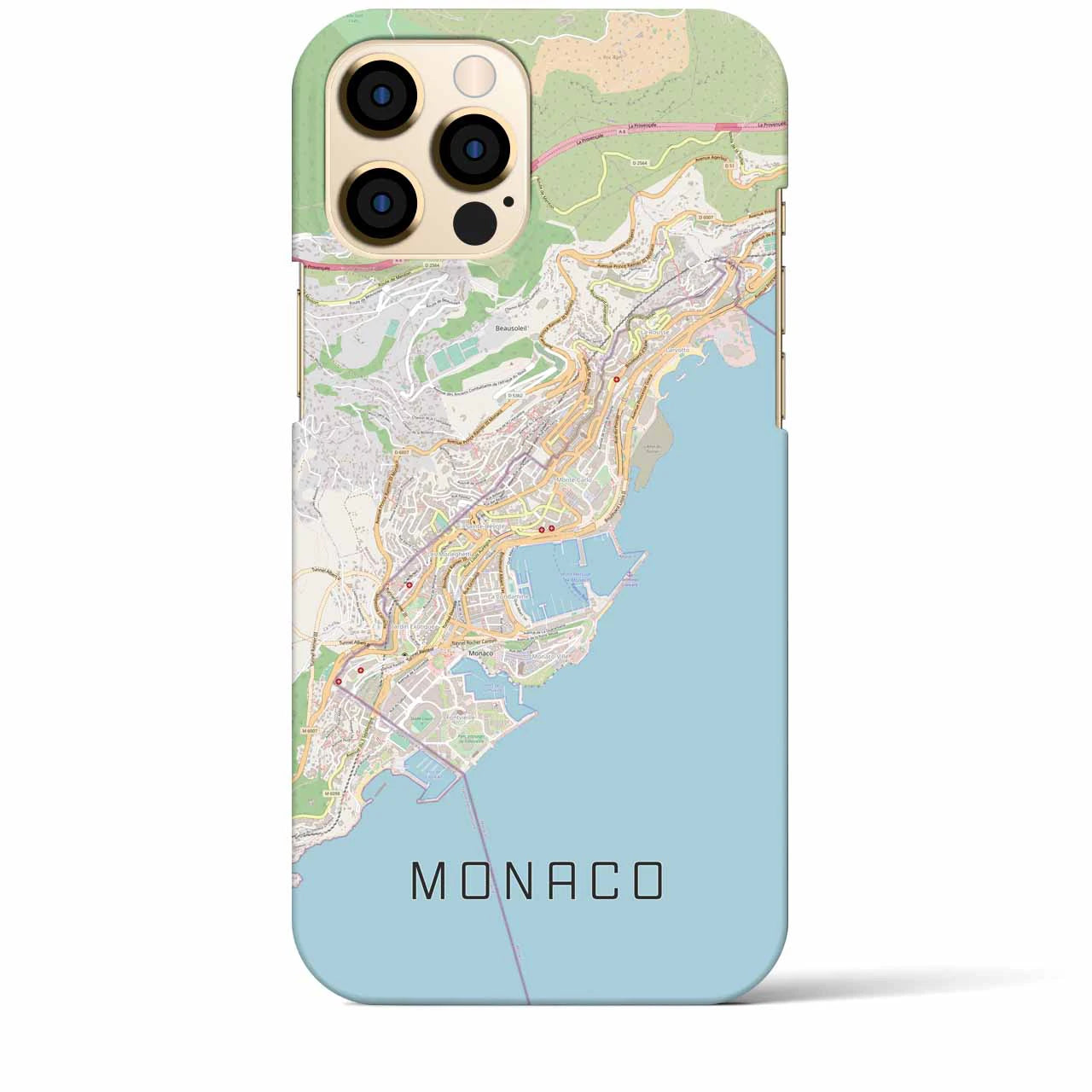 【モナコ】地図柄iPhoneケース（バックカバータイプ・ナチュラル）iPhone 12 Pro Max 用