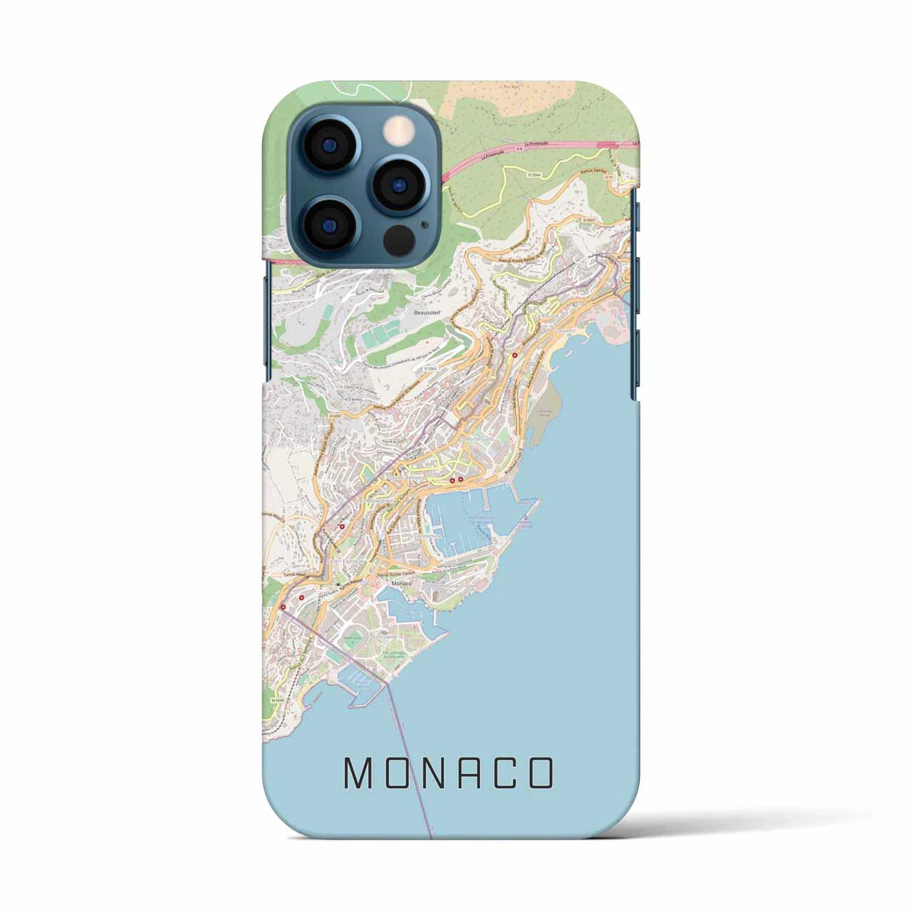 【モナコ】地図柄iPhoneケース（バックカバータイプ・ナチュラル）iPhone 12 / 12 Pro 用