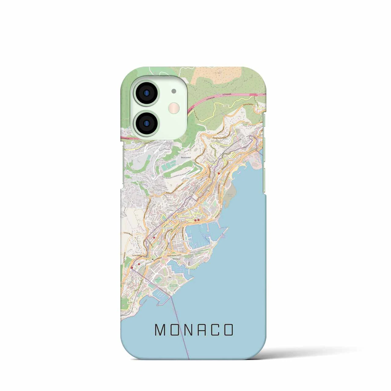 【モナコ】地図柄iPhoneケース（バックカバータイプ・ナチュラル）iPhone 12 mini 用