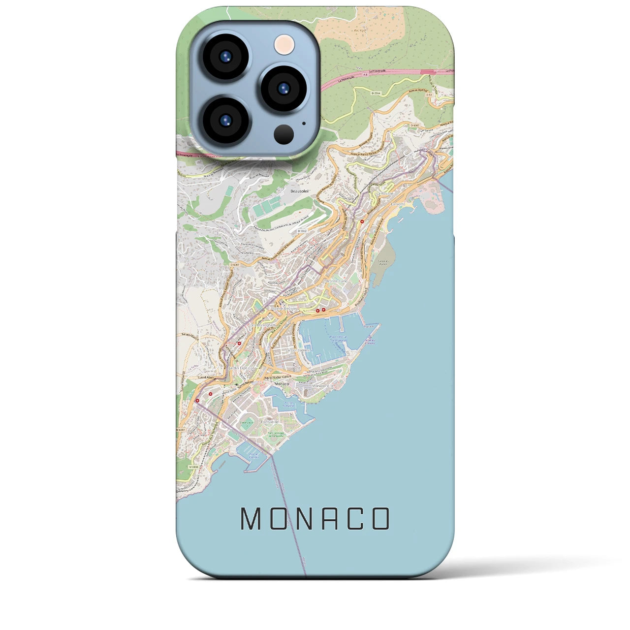 【モナコ】地図柄iPhoneケース（バックカバータイプ・ナチュラル）iPhone 13 Pro Max 用