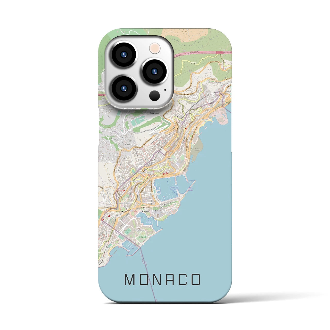 【モナコ】地図柄iPhoneケース（バックカバータイプ・ナチュラル）iPhone 13 Pro 用