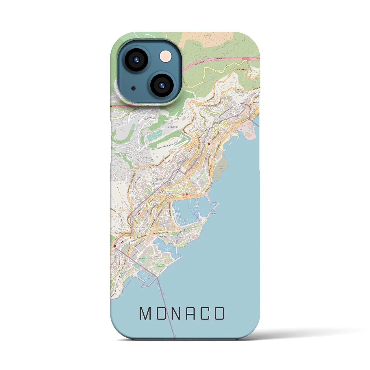 【モナコ】地図柄iPhoneケース（バックカバータイプ・ナチュラル）iPhone 13 用