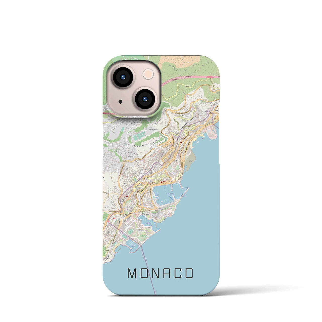 【モナコ】地図柄iPhoneケース（バックカバータイプ・ナチュラル）iPhone 13 mini 用
