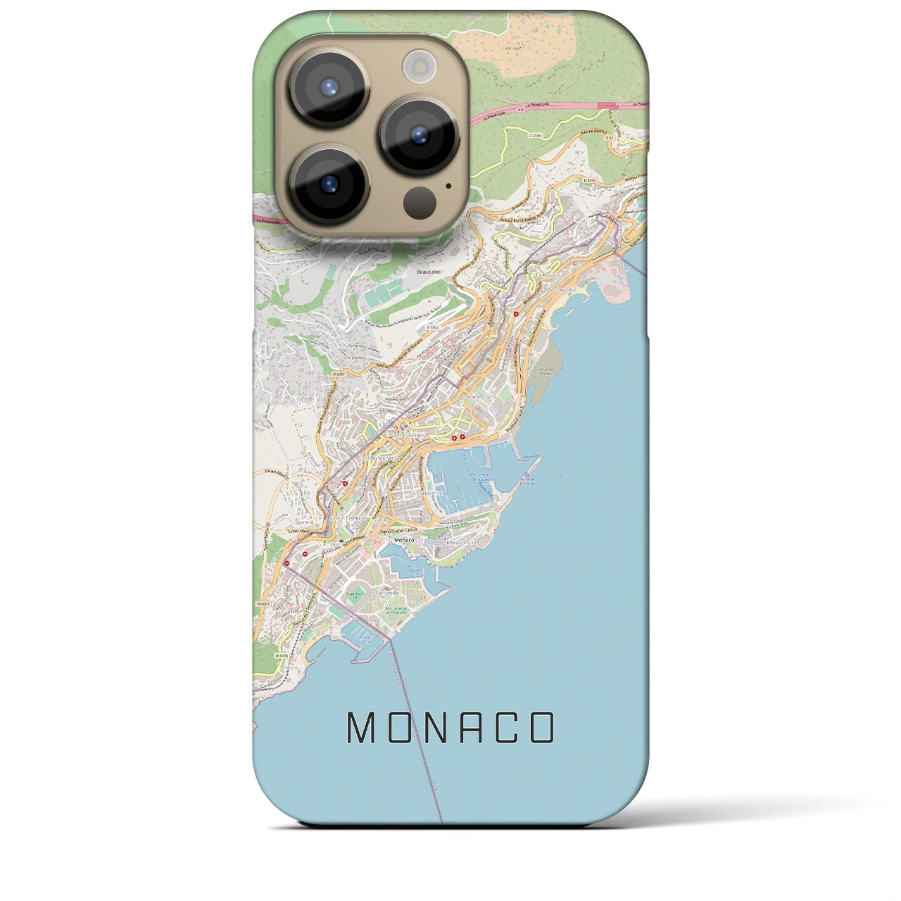 【モナコ】地図柄iPhoneケース（バックカバータイプ・ナチュラル）iPhone 14 Pro Max 用