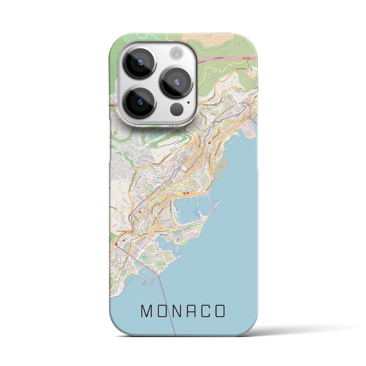 【モナコ】地図柄iPhoneケース（バックカバータイプ・ナチュラル）iPhone 14 Pro 用