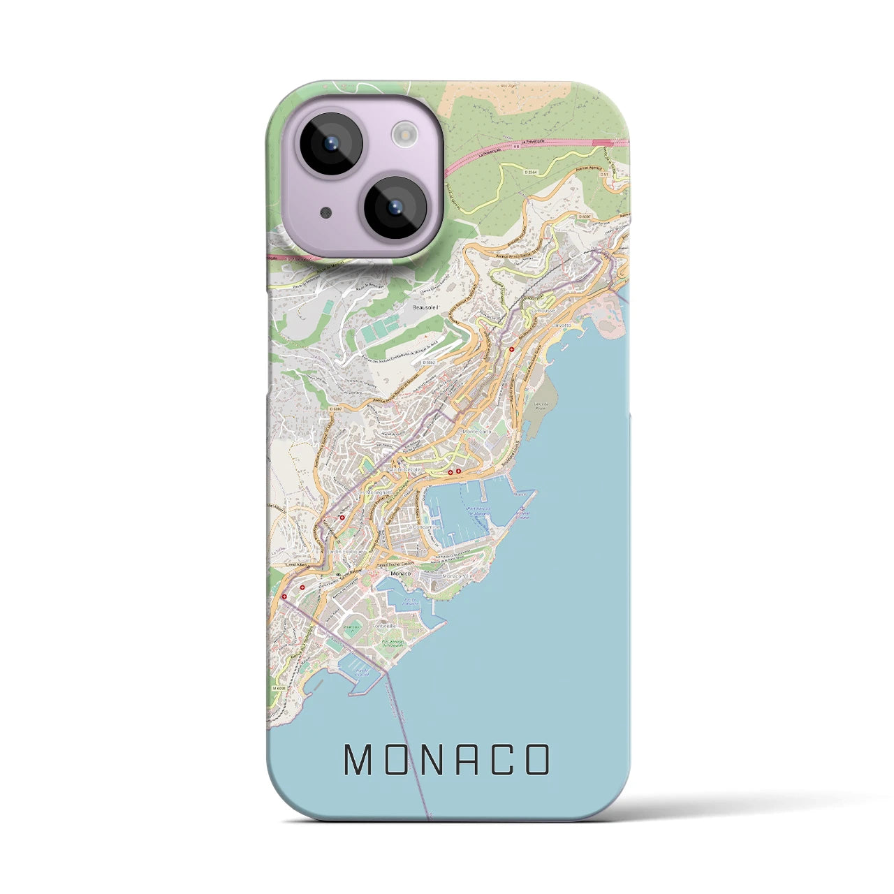 【モナコ】地図柄iPhoneケース（バックカバータイプ・ナチュラル）iPhone 14 用