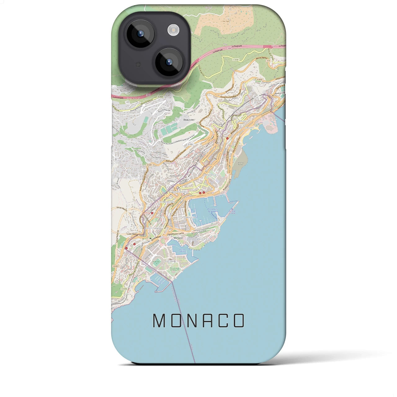 【モナコ】地図柄iPhoneケース（バックカバータイプ・ナチュラル）iPhone 14 Plus 用