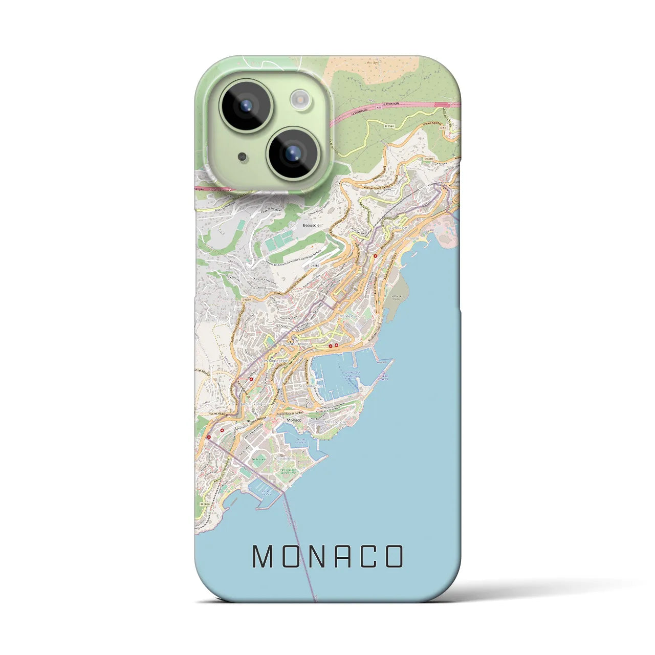 【モナコ】地図柄iPhoneケース（バックカバータイプ・ナチュラル）iPhone 15 用