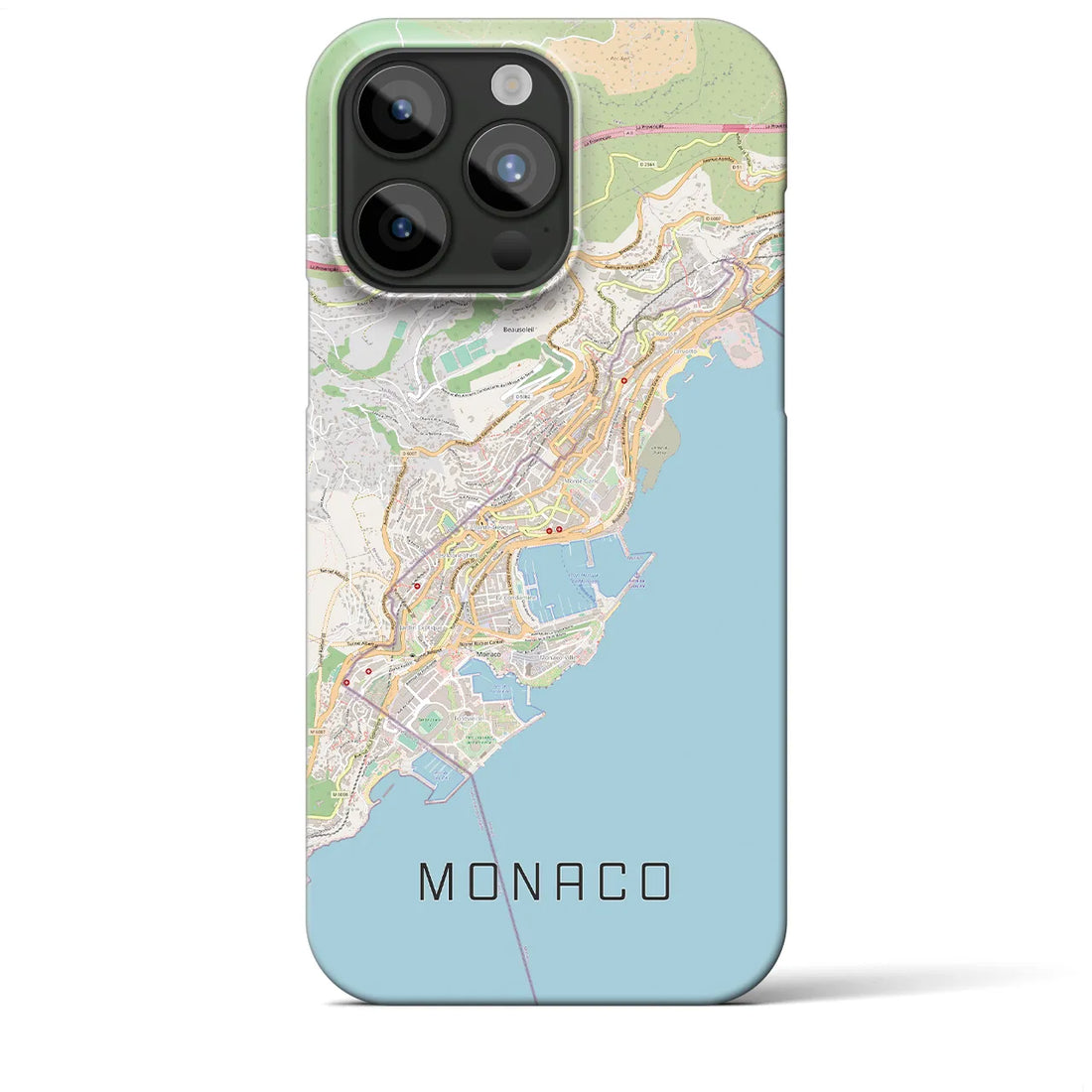 【モナコ】地図柄iPhoneケース（バックカバータイプ・ナチュラル）iPhone 15 Pro Max 用