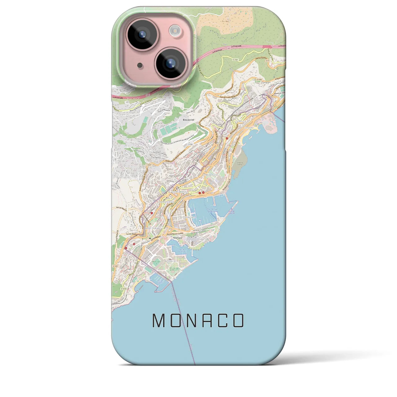 【モナコ】地図柄iPhoneケース（バックカバータイプ・ナチュラル）iPhone 15 Plus 用