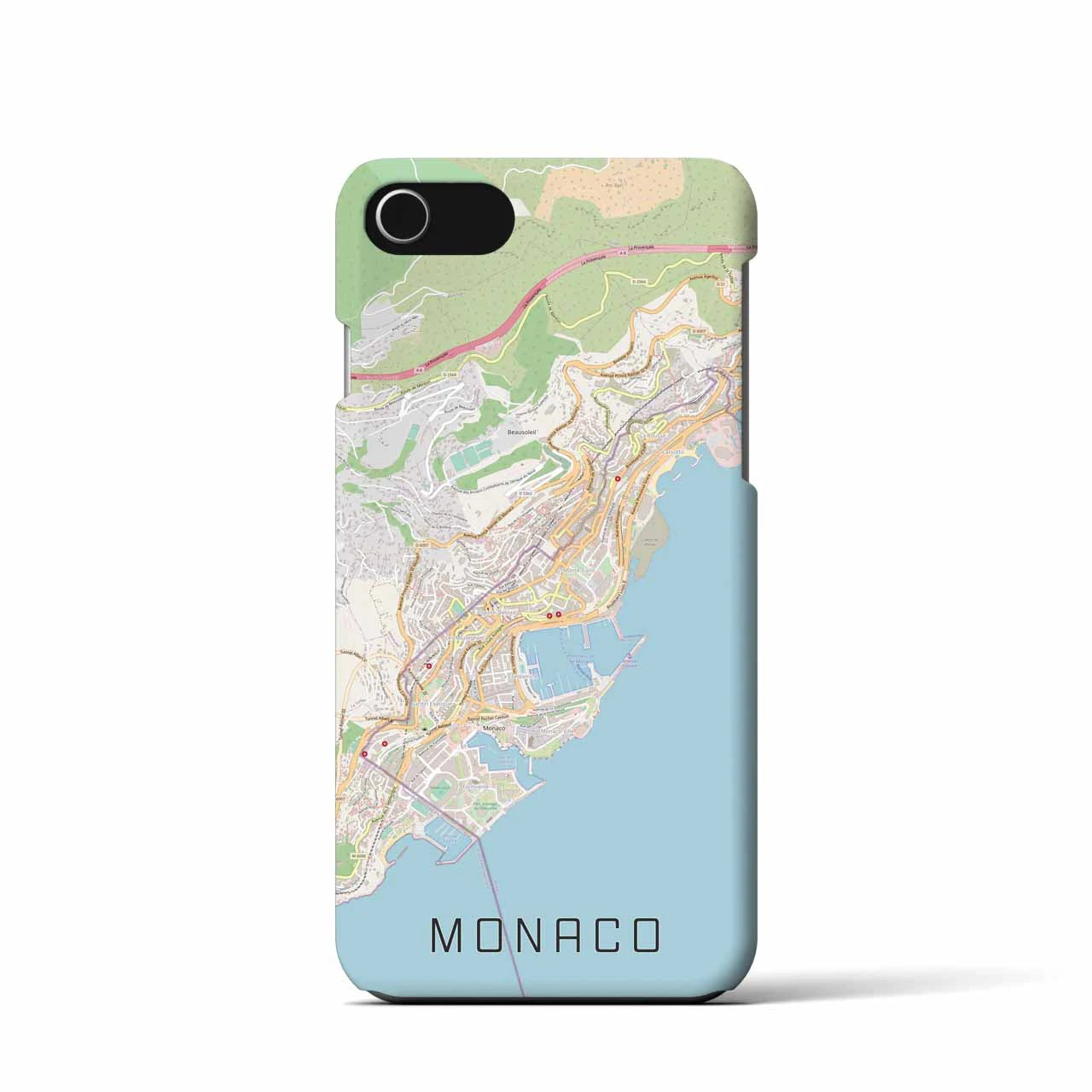 【モナコ】地図柄iPhoneケース（バックカバータイプ・ナチュラル）iPhone SE（第3 / 第2世代） / 8 / 7 / 6s / 6 用
