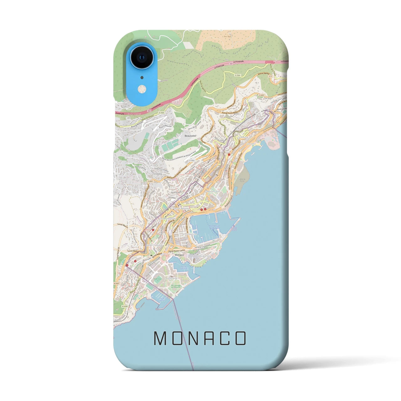 【モナコ】地図柄iPhoneケース（バックカバータイプ・ナチュラル）iPhone XR 用