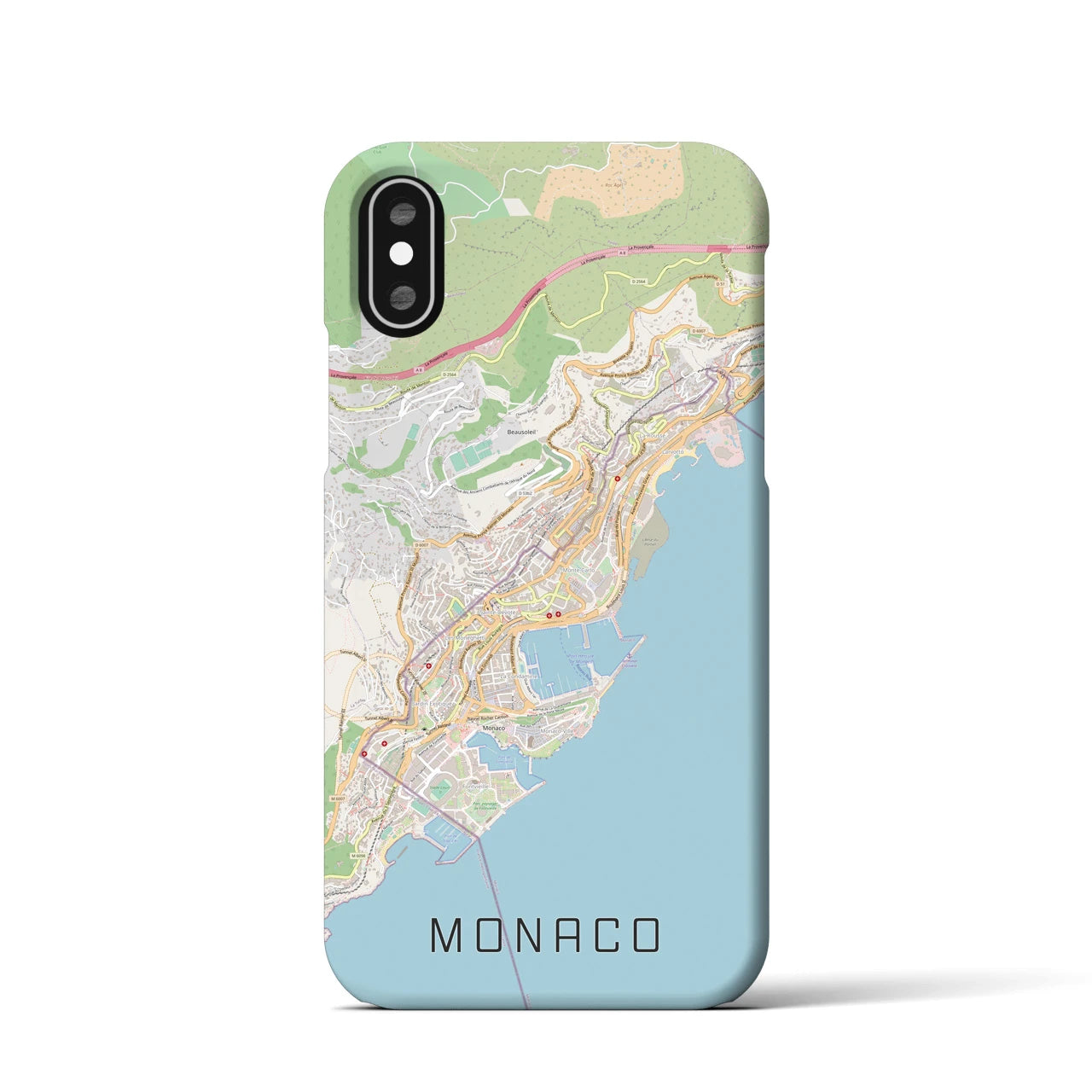 【モナコ】地図柄iPhoneケース（バックカバータイプ・ナチュラル）iPhone XS / X 用