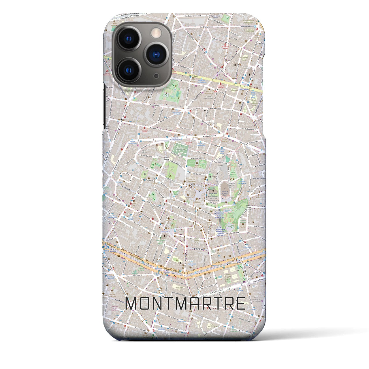 【モンマルトル】地図柄iPhoneケース（バックカバータイプ・ナチュラル）iPhone 11 Pro Max 用