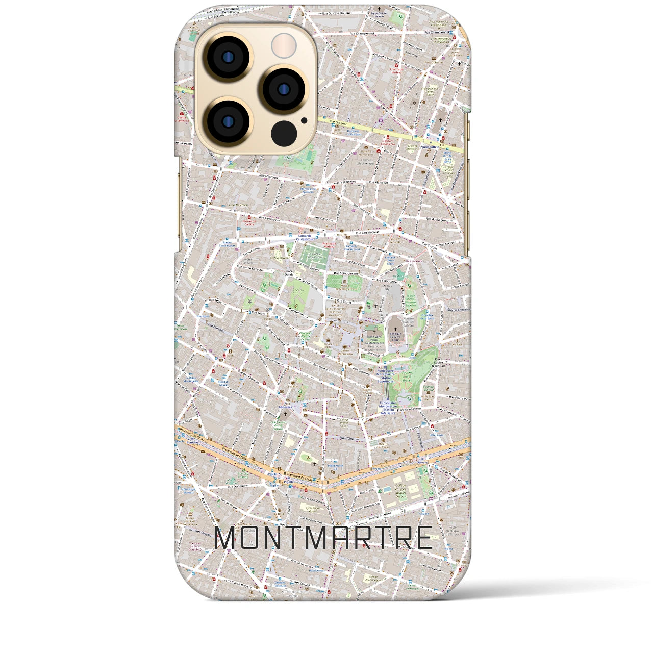【モンマルトル】地図柄iPhoneケース（バックカバータイプ・ナチュラル）iPhone 12 Pro Max 用