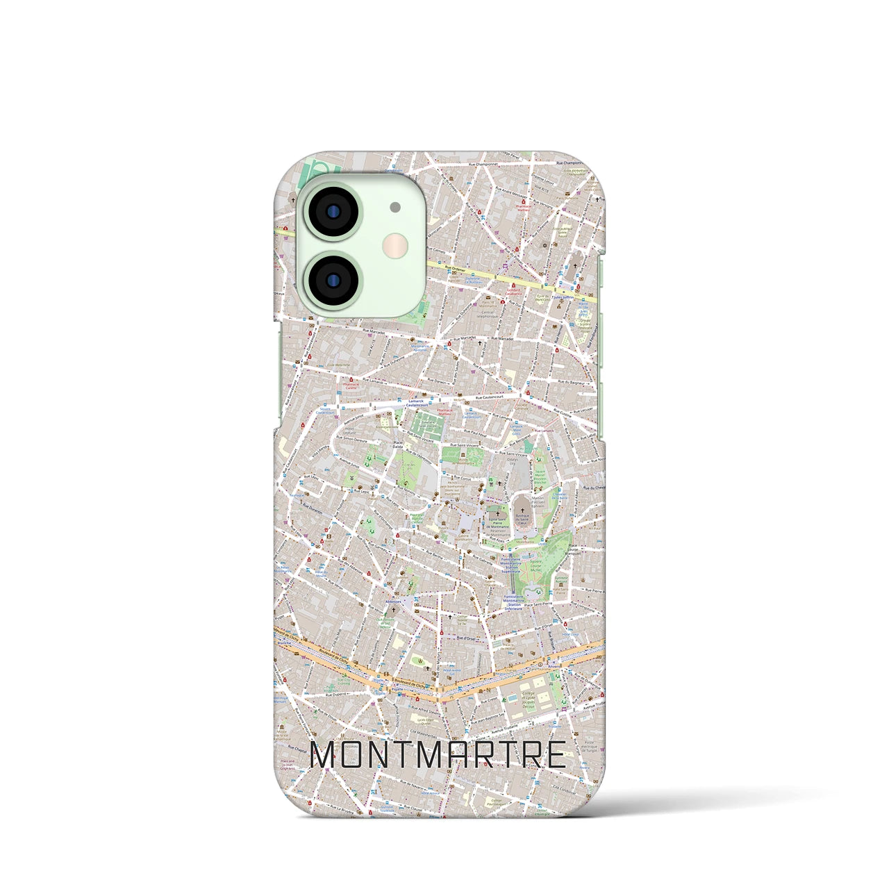 【モンマルトル】地図柄iPhoneケース（バックカバータイプ・ナチュラル）iPhone 12 mini 用