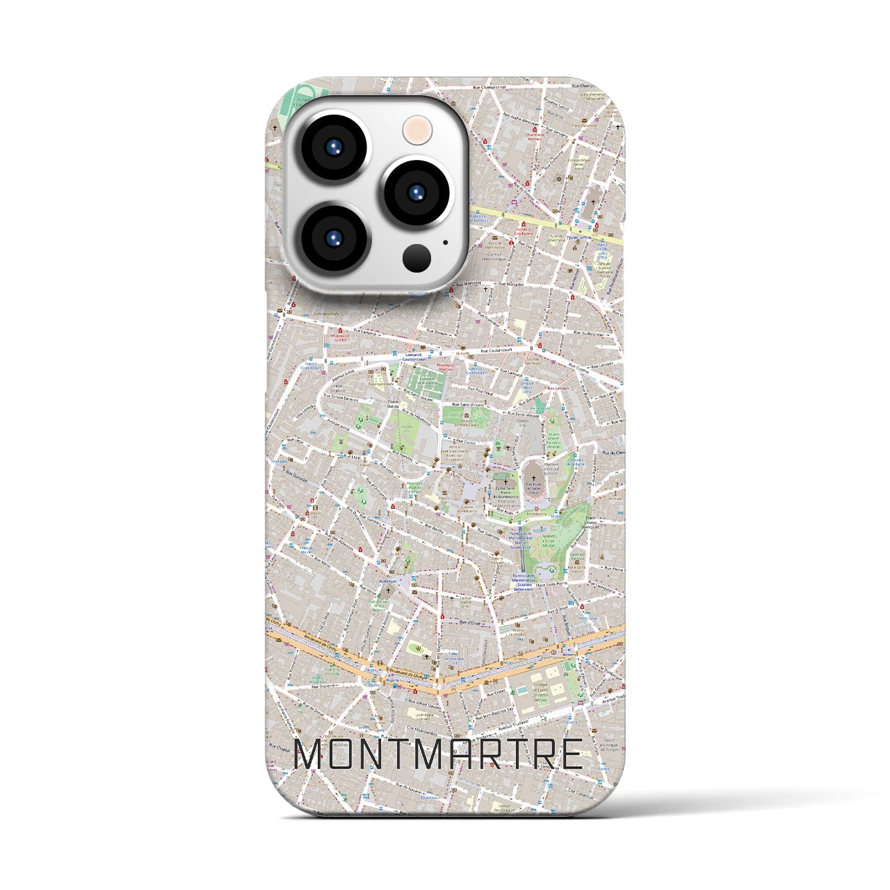 【モンマルトル】地図柄iPhoneケース（バックカバータイプ・ナチュラル）iPhone 13 Pro 用