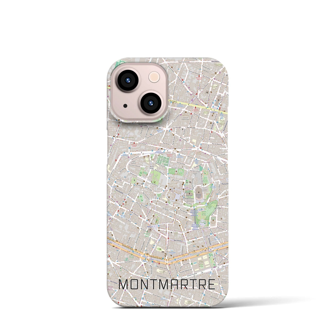 【モンマルトル】地図柄iPhoneケース（バックカバータイプ・ナチュラル）iPhone 13 mini 用