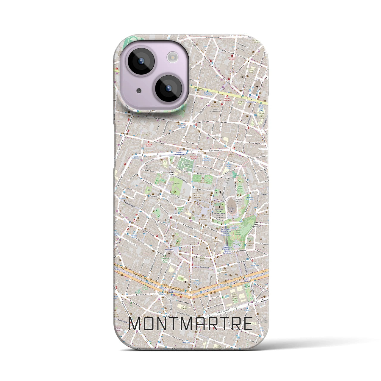 【モンマルトル】地図柄iPhoneケース（バックカバータイプ・ナチュラル）iPhone 14 用