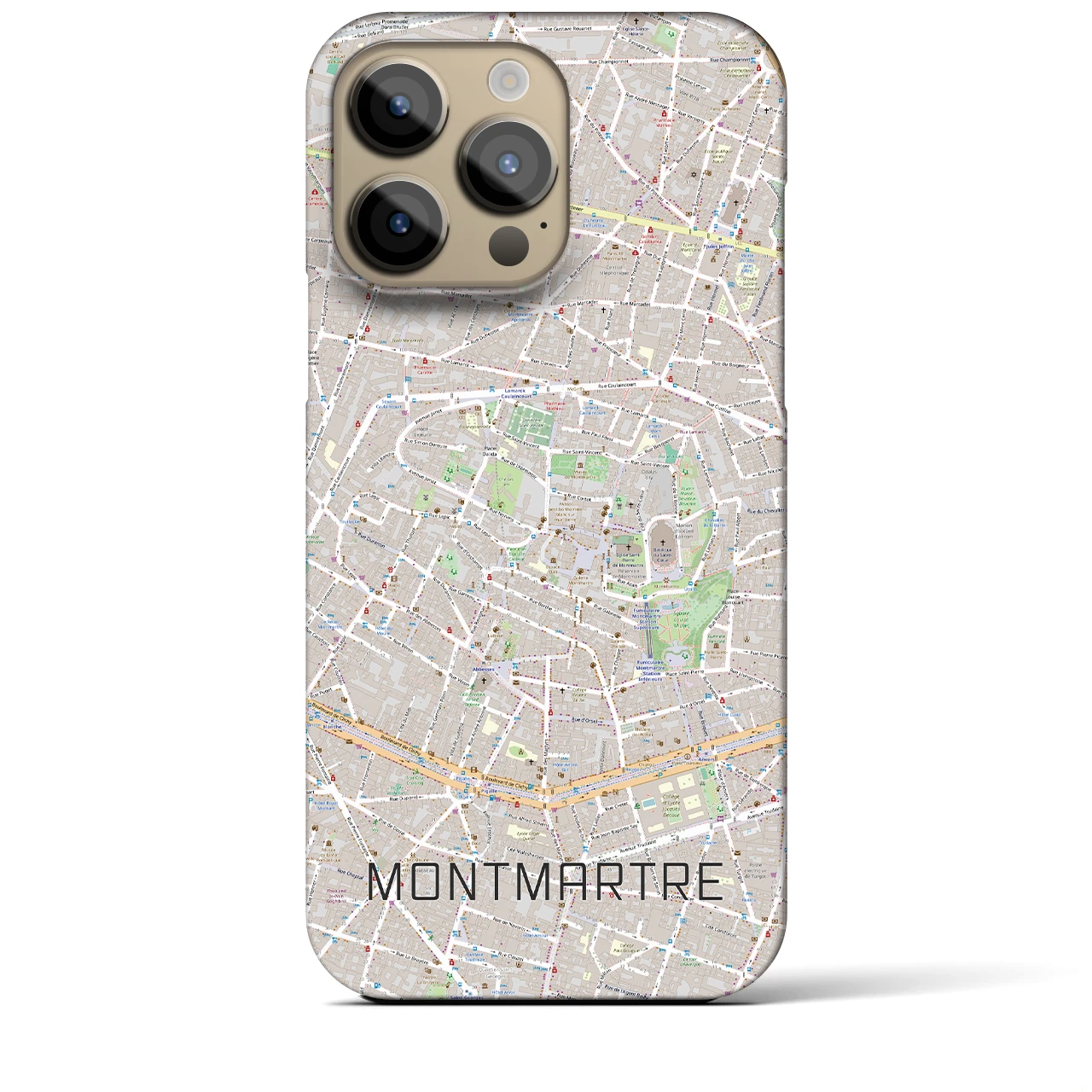 【モンマルトル】地図柄iPhoneケース（バックカバータイプ・ナチュラル）iPhone 14 Pro Max 用