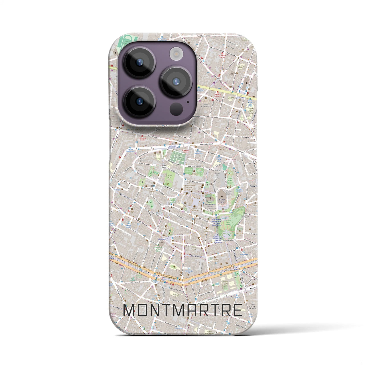 【モンマルトル】地図柄iPhoneケース（バックカバータイプ・ナチュラル）iPhone 14 Pro 用