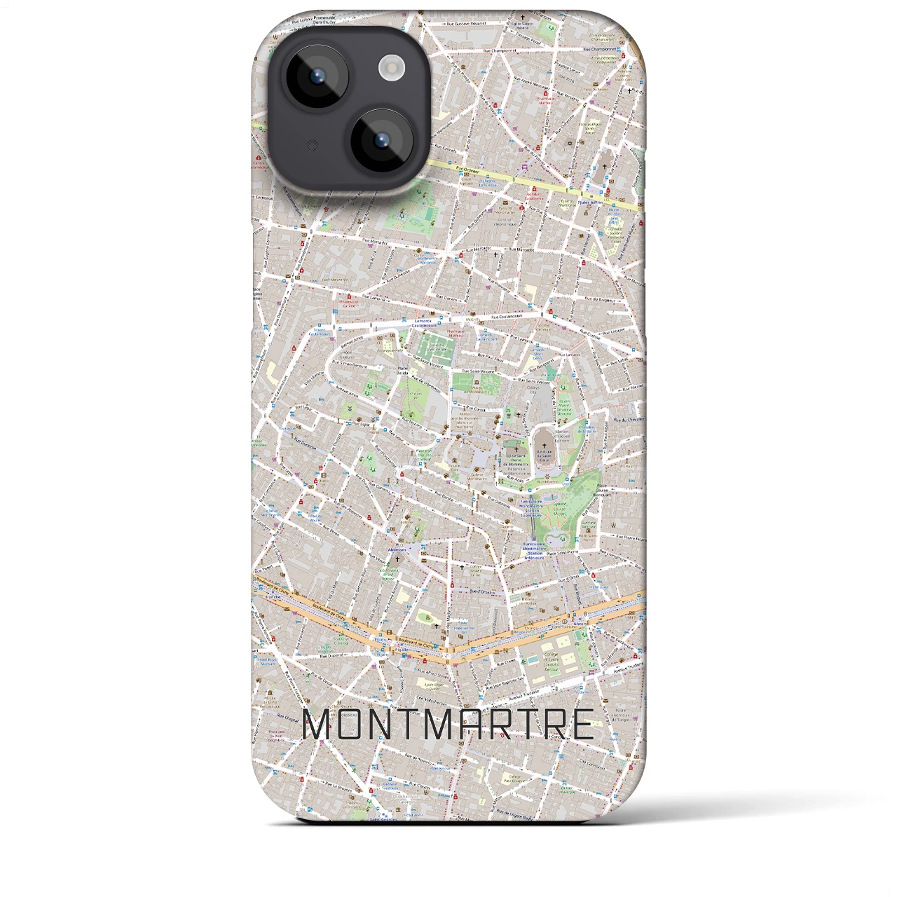 【モンマルトル】地図柄iPhoneケース（バックカバータイプ・ナチュラル）iPhone 14 Plus 用