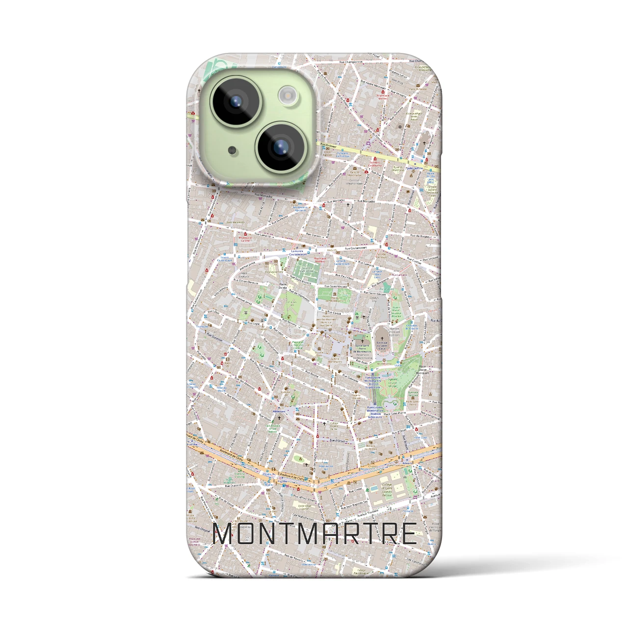 【モンマルトル】地図柄iPhoneケース（バックカバータイプ・ナチュラル）iPhone 15 用