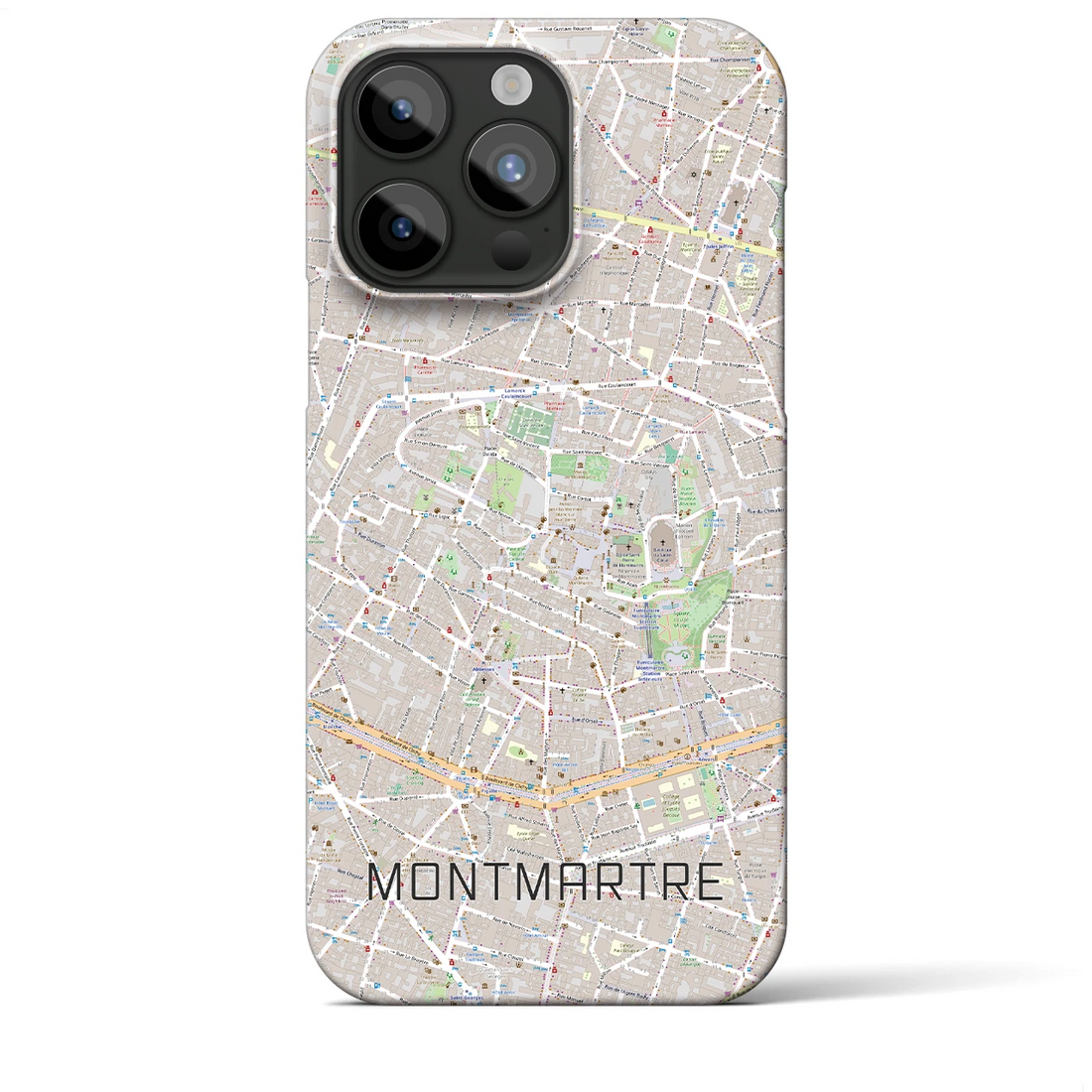 【モンマルトル】地図柄iPhoneケース（バックカバータイプ・ナチュラル）iPhone 15 Pro Max 用