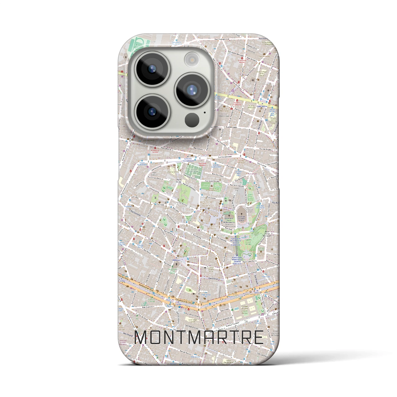 【モンマルトル】地図柄iPhoneケース（バックカバータイプ・ナチュラル）iPhone 15 Pro 用