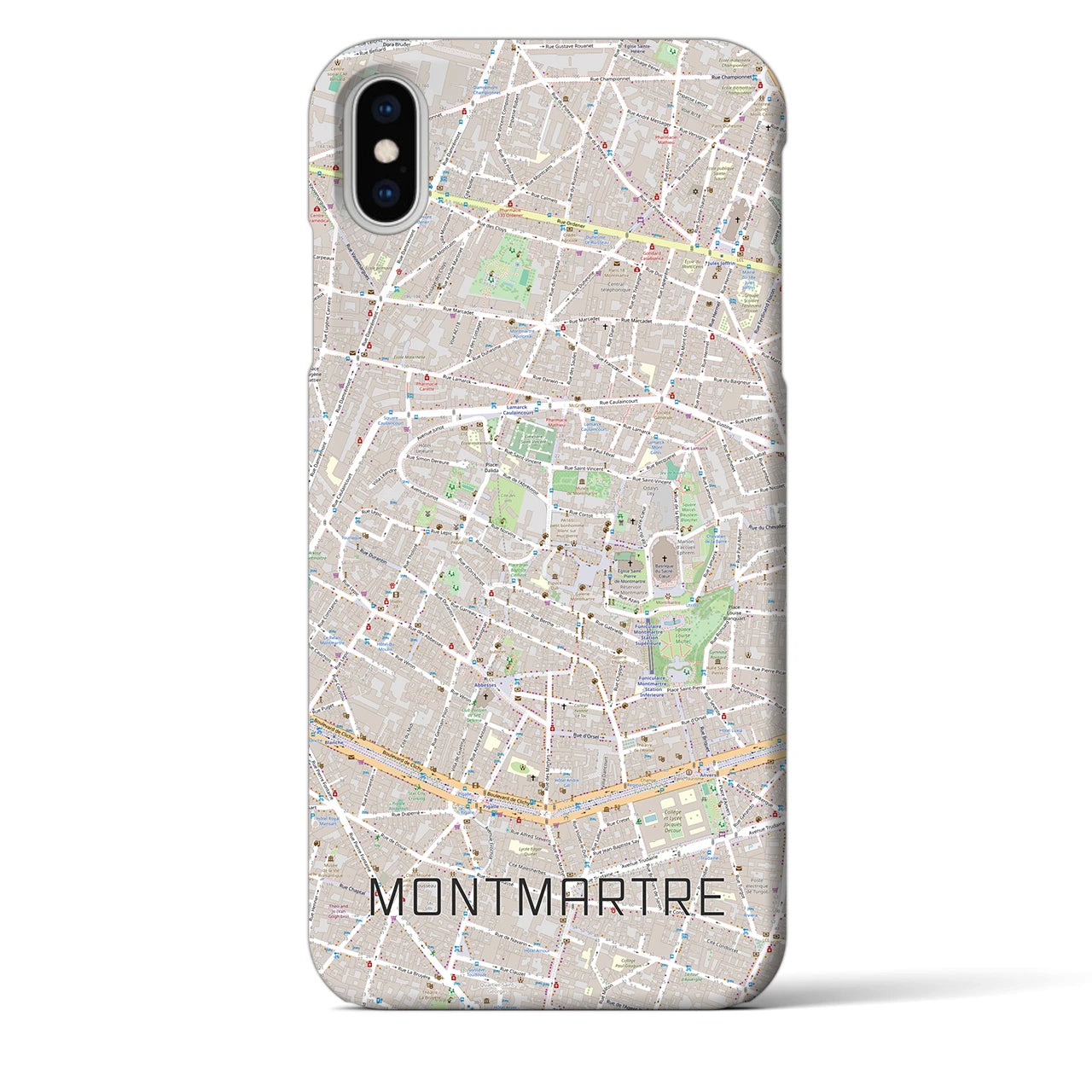 【モンマルトル】地図柄iPhoneケース（バックカバータイプ・ナチュラル）iPhone XS Max 用