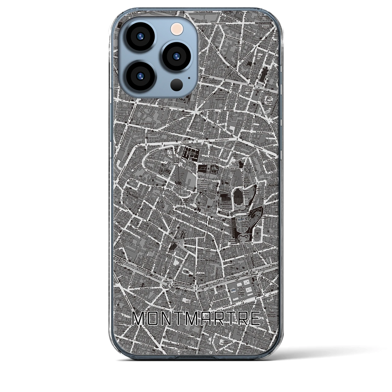 【モンマルトル】地図柄iPhoneケース（クリアタイプ・モノトーン）iPhone 13 Pro Max 用