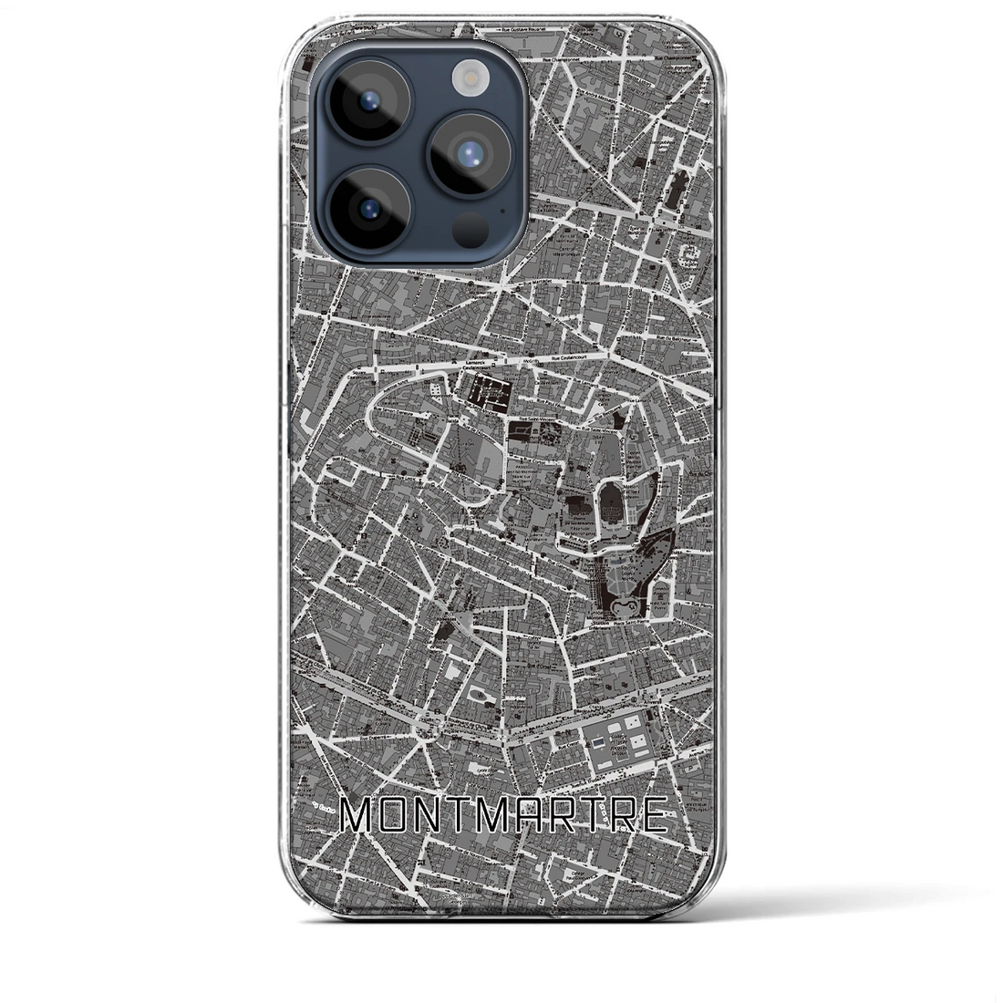 【モンマルトル】地図柄iPhoneケース（クリアタイプ・モノトーン）iPhone 15 Pro Max 用