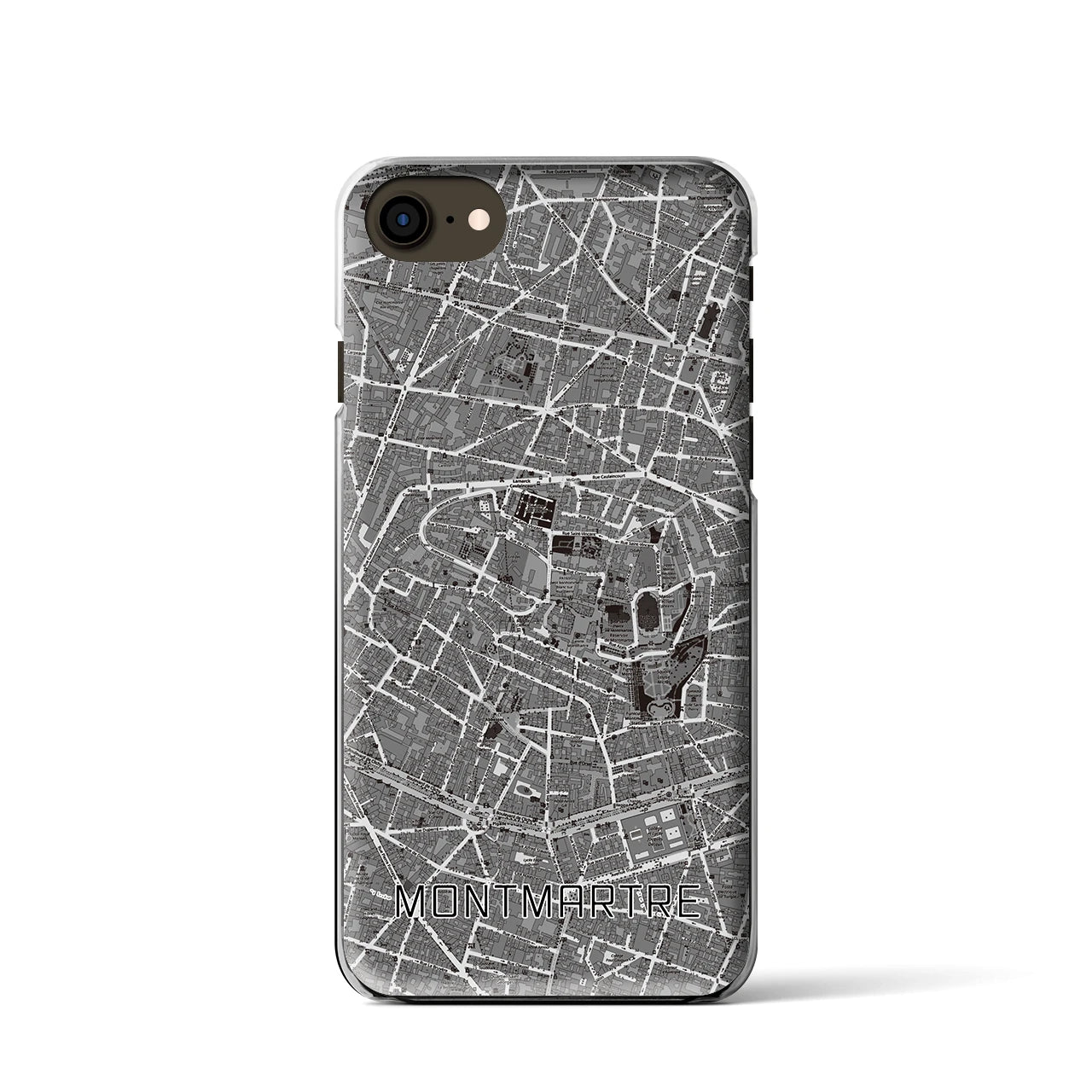 【モンマルトル】地図柄iPhoneケース（クリアタイプ・モノトーン）iPhone SE（第3 / 第2世代） / 8 / 7 / 6s / 6 用