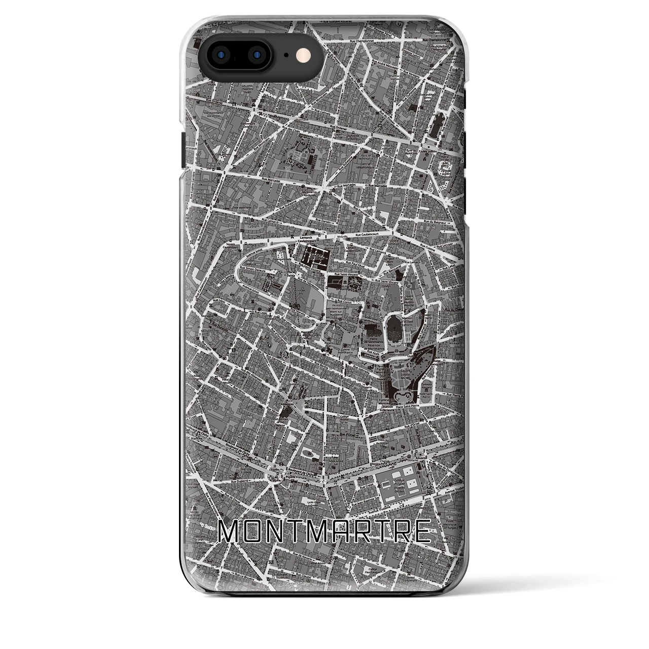【モンマルトル】地図柄iPhoneケース（クリアタイプ・モノトーン）iPhone 8Plus /7Plus / 6sPlus / 6Plus 用