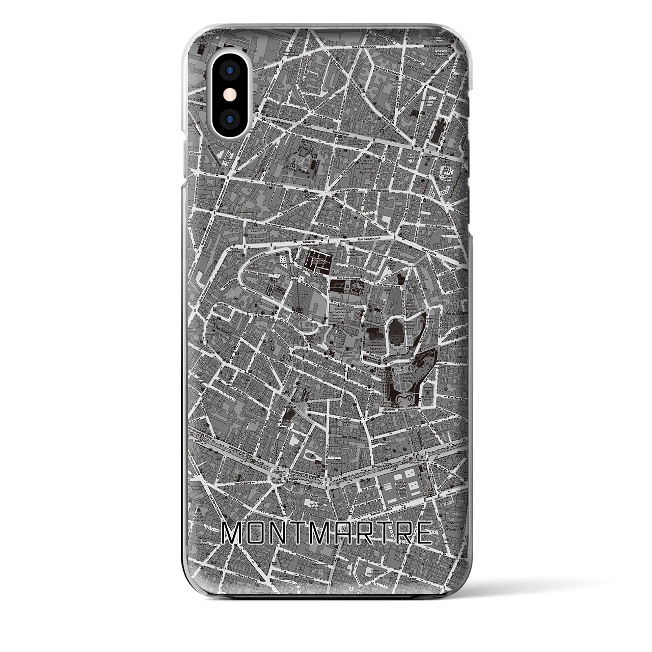 【モンマルトル】地図柄iPhoneケース（クリアタイプ・モノトーン）iPhone XS Max 用