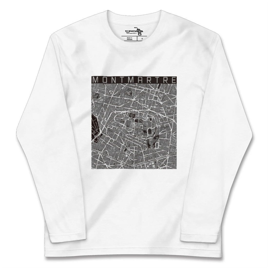 【モンマルトル(フランス)】地図柄ロングスリーブTシャツ