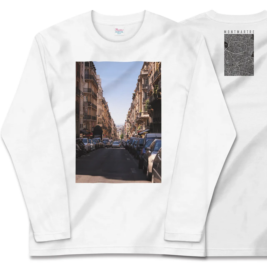 【モンマルトル(フランス)】Map World ロングスリーブTシャツ