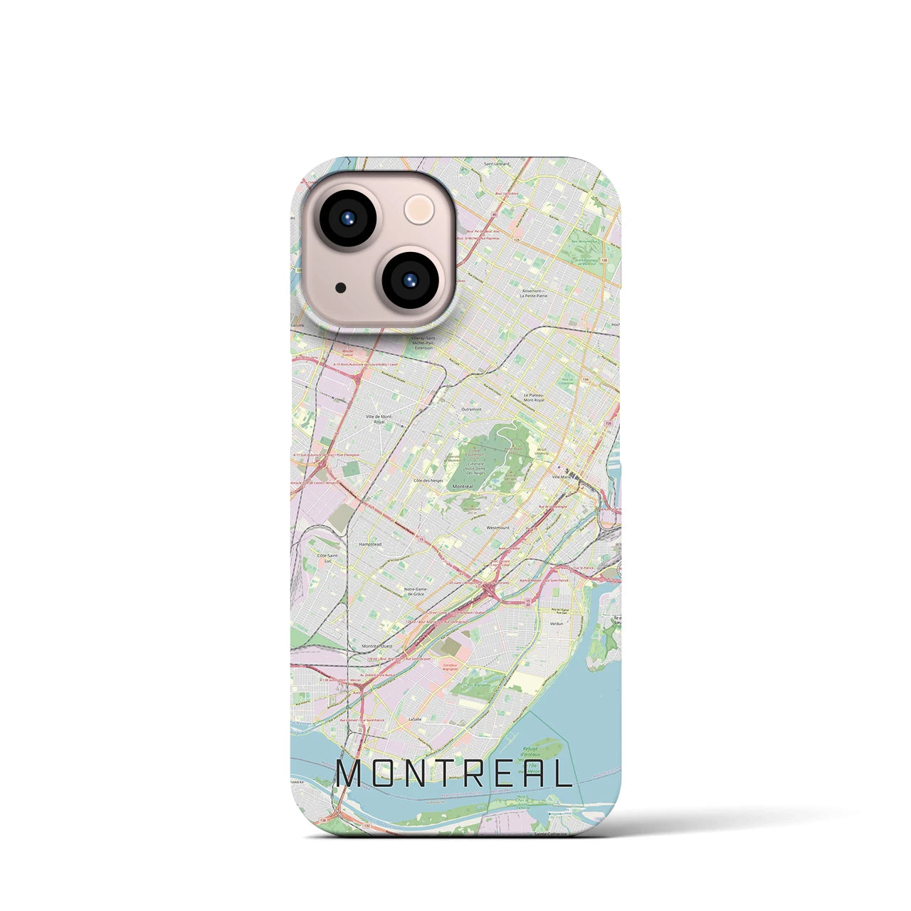 【モントリオール】地図柄iPhoneケース（バックカバータイプ・ナチュラル）iPhone 13 mini 用