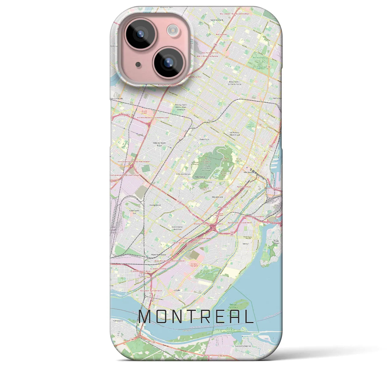 【モントリオール】地図柄iPhoneケース（バックカバータイプ・ナチュラル）iPhone 15 Plus 用