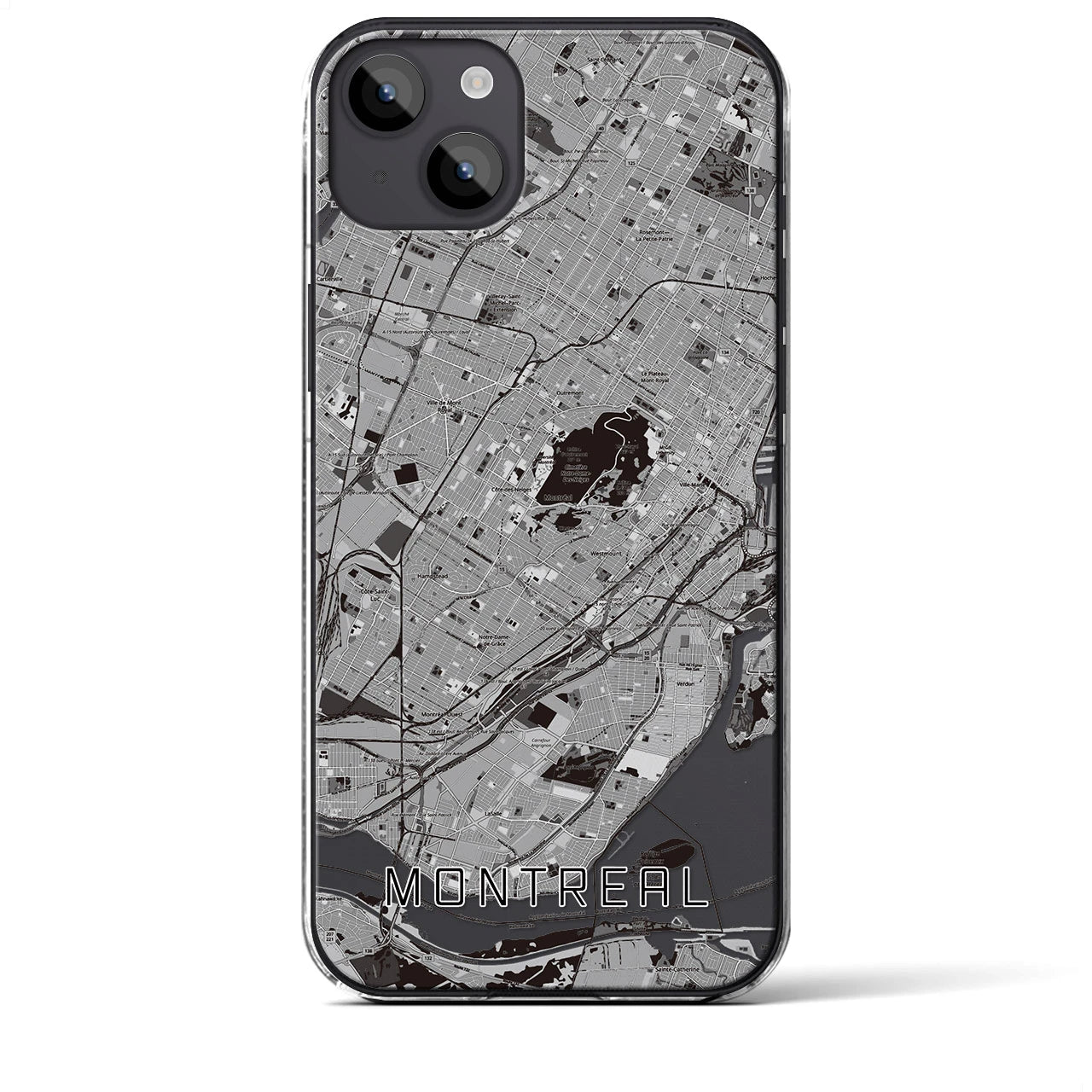【モントリオール】地図柄iPhoneケース（クリアタイプ・モノトーン）iPhone 14 Plus 用